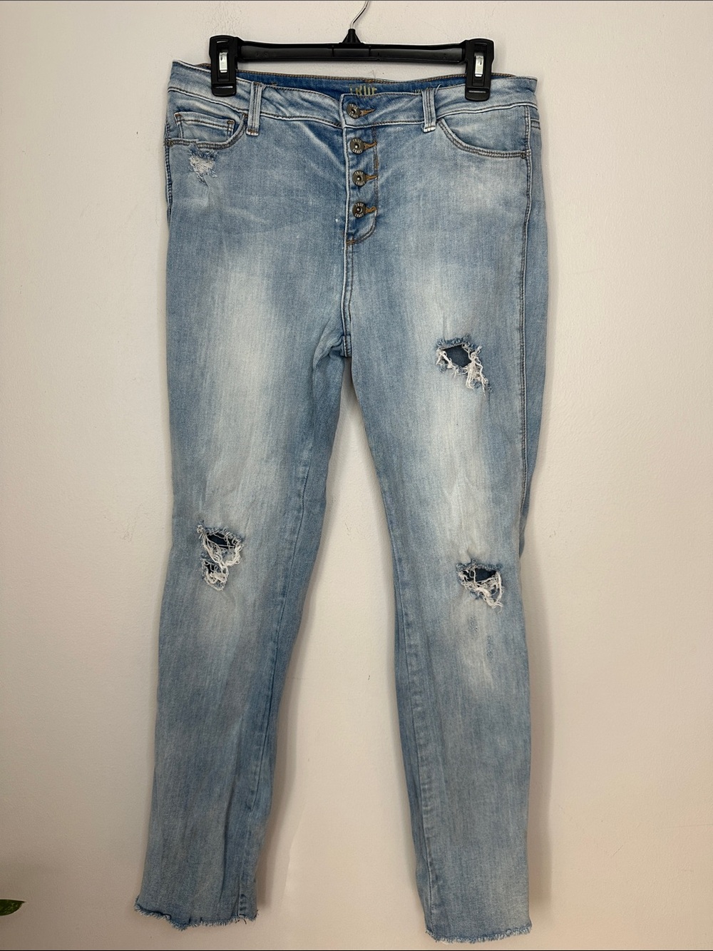 Light Wash Distressed Button Fly Boot Cut Jeans size 13